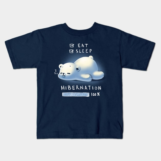 Cute Bear Hibernation - Fluffy Polar Bear - Eat and Sleep Kids T-Shirt by BlancaVidal